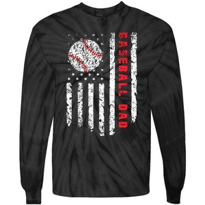 Baseball Dad Usa American Flag Patriotic Dad FatherS Day Tie-Dye Long Sleeve Shirt