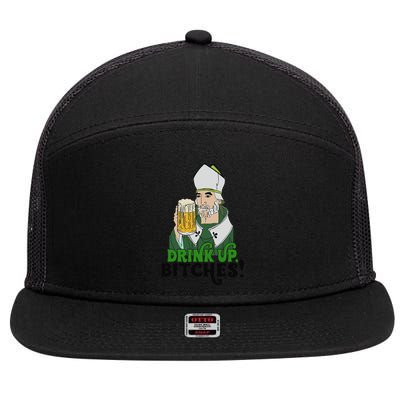 Bitches Drink Up Saint Patrick's Day Beer Drinking Lover 7 Panel Mesh Trucker Snapback Hat