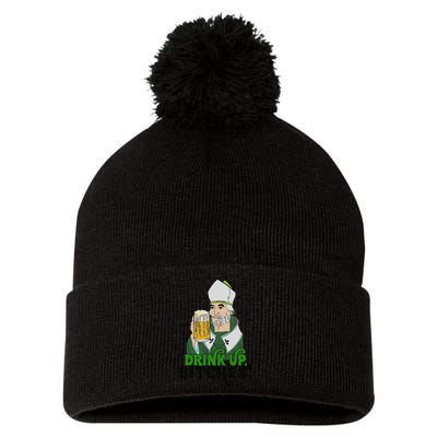 Bitches Drink Up Saint Patrick's Day Beer Drinking Lover Pom Pom 12in Knit Beanie