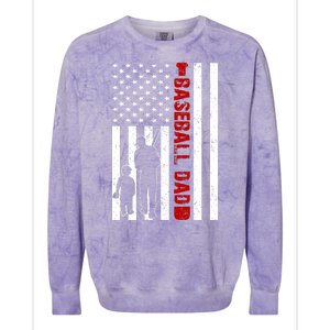 Baseball Dad USA FLag Colorblast Crewneck Sweatshirt