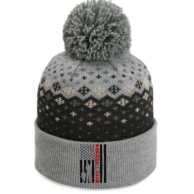 Baseball Dad USA FLag The Baniff Cuffed Pom Beanie