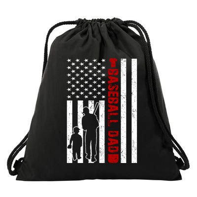 Baseball Dad USA FLag Drawstring Bag