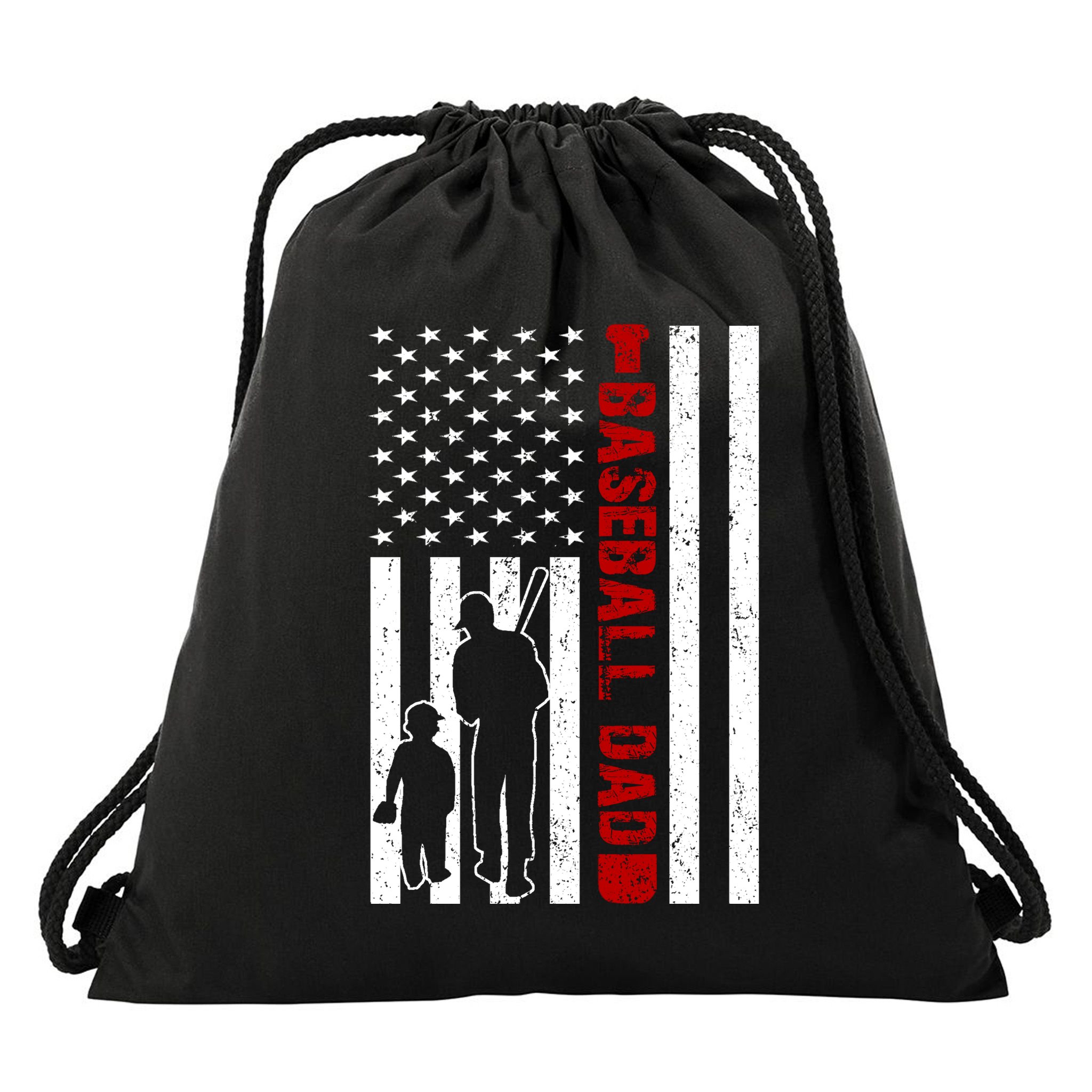 Baseball Dad USA FLag Drawstring Bag