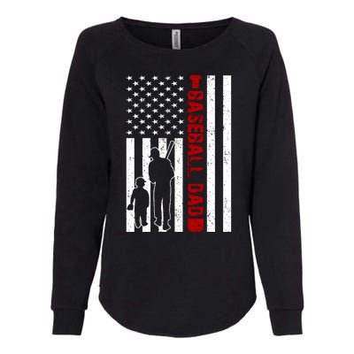 Baseball Dad USA FLag Womens California Wash Sweatshirt