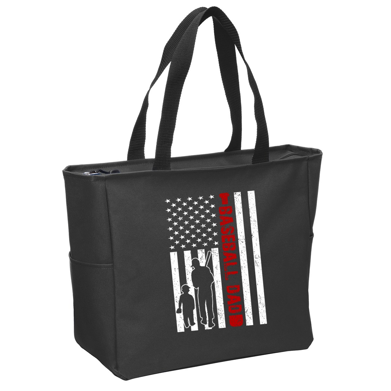 Baseball Dad USA FLag Zip Tote Bag