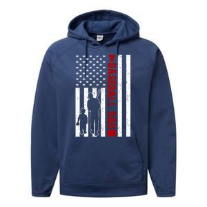 Baseball Dad USA FLag Performance Fleece Hoodie