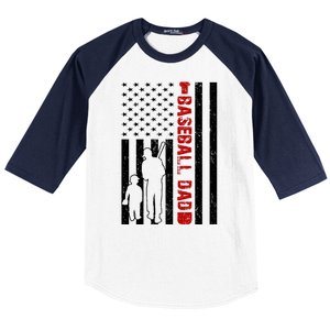 Baseball Dad USA FLag Baseball Sleeve Shirt