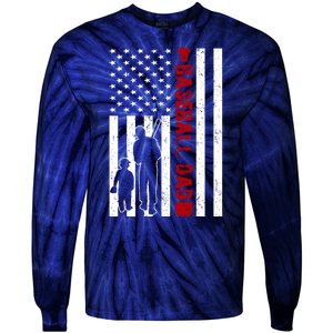 Baseball Dad USA FLag Tie-Dye Long Sleeve Shirt