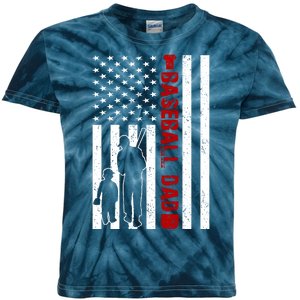 Baseball Dad USA FLag Kids Tie-Dye T-Shirt