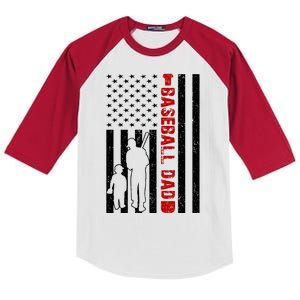 Baseball Dad USA FLag Kids Colorblock Raglan Jersey