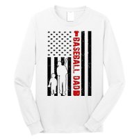 Baseball Dad USA FLag Long Sleeve Shirt