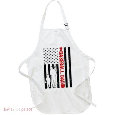 Baseball Dad USA FLag Full-Length Apron With Pockets