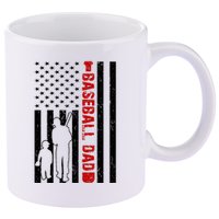 Baseball Dad USA FLag 11oz C Handle Ceramic Mug