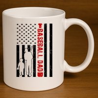 Baseball Dad USA FLag 11oz C Handle Ceramic Mug