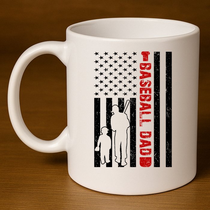 Baseball Dad USA FLag 11oz C Handle Ceramic Mug