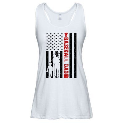 Baseball Dad USA FLag Ladies Essential Flowy Tank