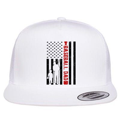 Baseball Dad USA FLag Flat Bill Trucker Hat