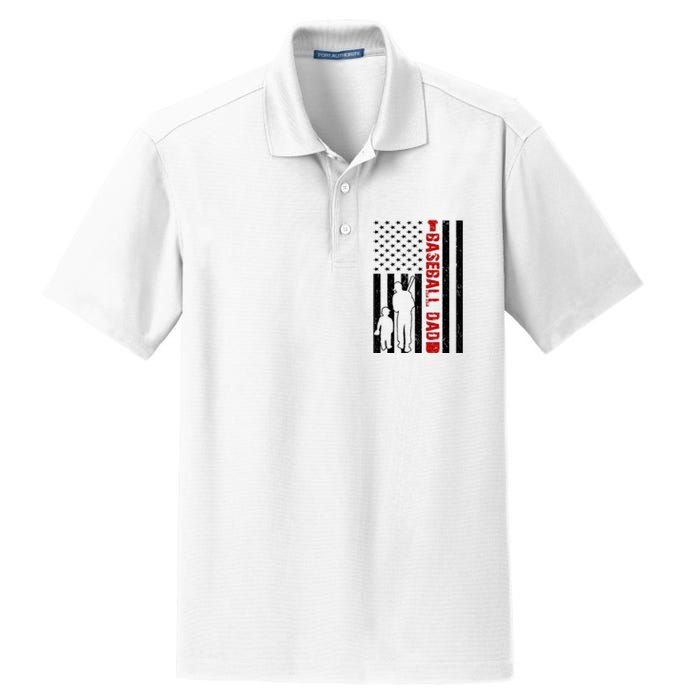 Baseball Dad USA FLag Dry Zone Grid Polo