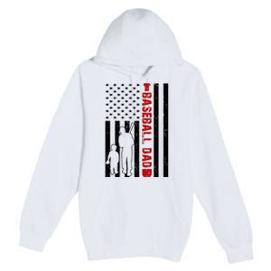 Baseball Dad USA FLag Premium Pullover Hoodie