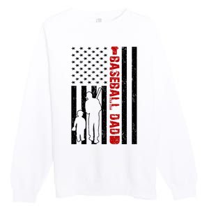 Baseball Dad USA FLag Premium Crewneck Sweatshirt