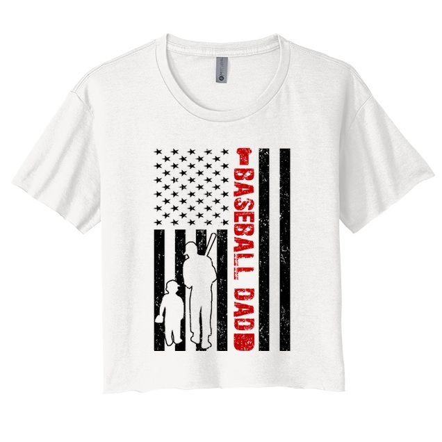 Baseball Dad USA FLag Crop Top