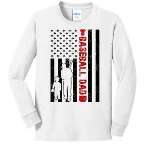 Baseball Dad USA FLag Kids Long Sleeve Shirt