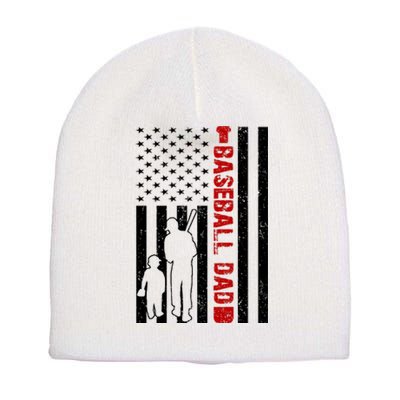 Baseball Dad USA FLag Short Acrylic Beanie