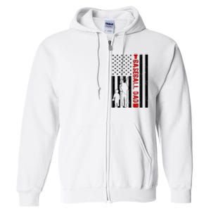 Baseball Dad USA FLag Full Zip Hoodie