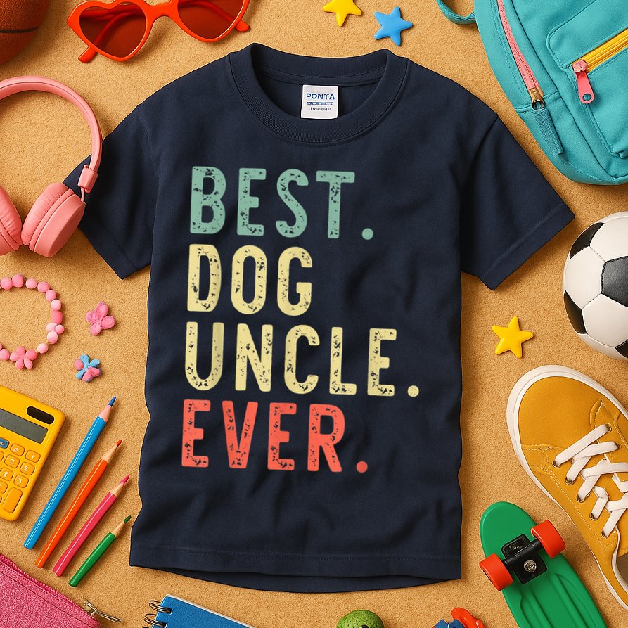 Best Dog Uncle Ever Cool Funny Vintage Kids T-Shirt