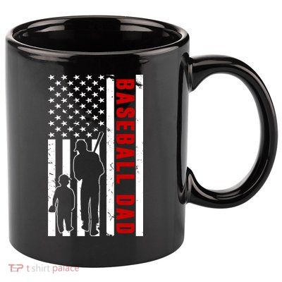 Baseball Dad USA Flag 11oz C Handle Ceramic Mug