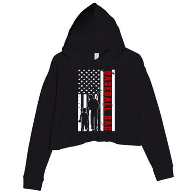 Baseball Dad USA Flag Crop Fleece Hoodie