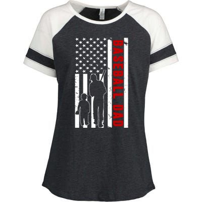 Baseball Dad USA Flag Enza Ladies Jersey Colorblock Tee