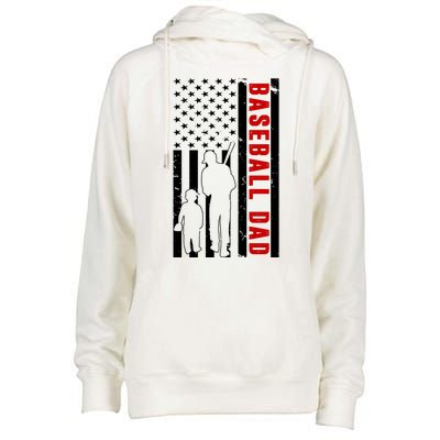 Baseball Dad USA Flag Womens Funnel Neck Pullover Hood