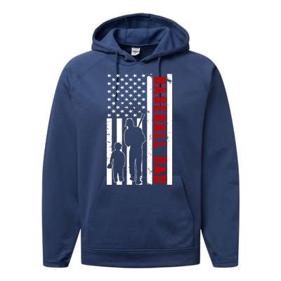 Baseball Dad USA Flag Performance Fleece Hoodie