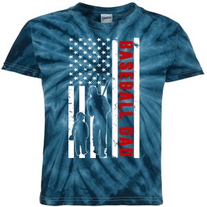 Baseball Dad USA Flag Kids Tie-Dye T-Shirt