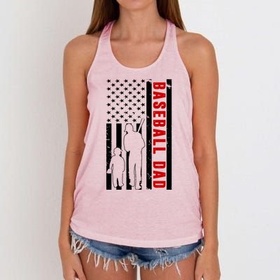 Baseball Dad USA Flag Women's Knotted Racerback Tank