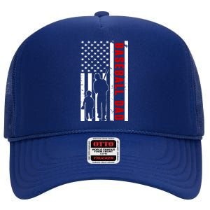 Baseball Dad USA Flag High Crown Mesh Back Trucker Hat