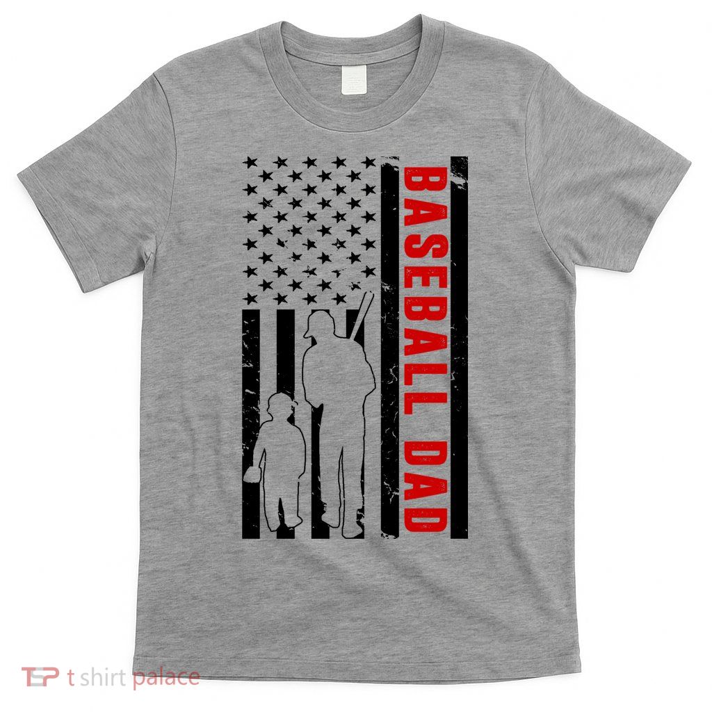 Baseball Dad USA Flag T-Shirt