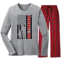 Baseball Dad USA Flag Women's Long Sleeve Flannel Pajama Set 