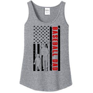 Baseball Dad USA Flag Ladies Essential Tank