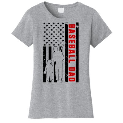 Baseball Dad USA Flag Women's T-Shirt