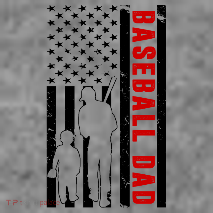Baseball Dad USA Flag Womens T-Shirt