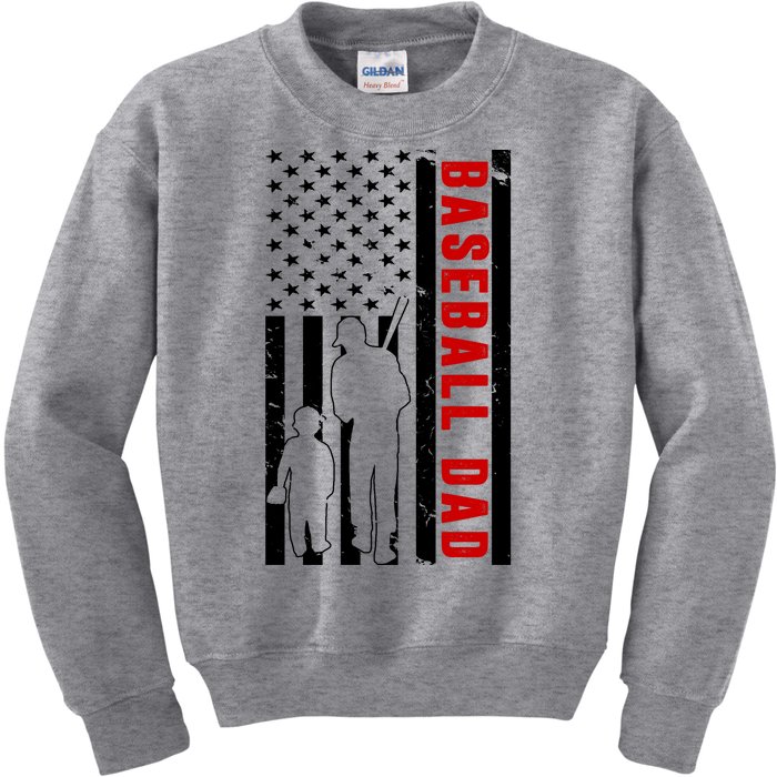 Baseball Dad USA Flag Kids Sweatshirt