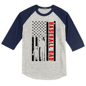 Baseball Dad USA Flag Kids Colorblock Raglan Jersey