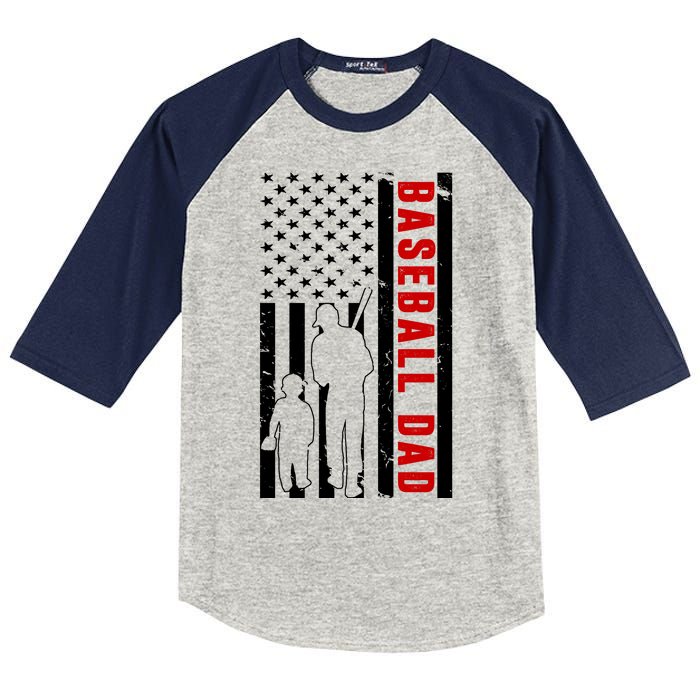 Baseball Dad USA Flag Kids Colorblock Raglan Jersey