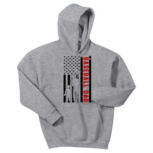 Baseball Dad USA Flag Kids Hoodie