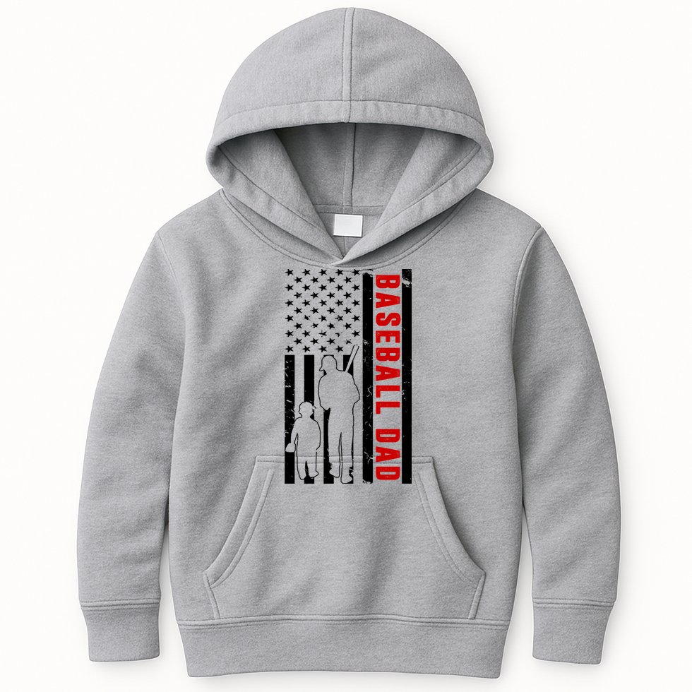 Baseball Dad USA Flag Kids Hoodie