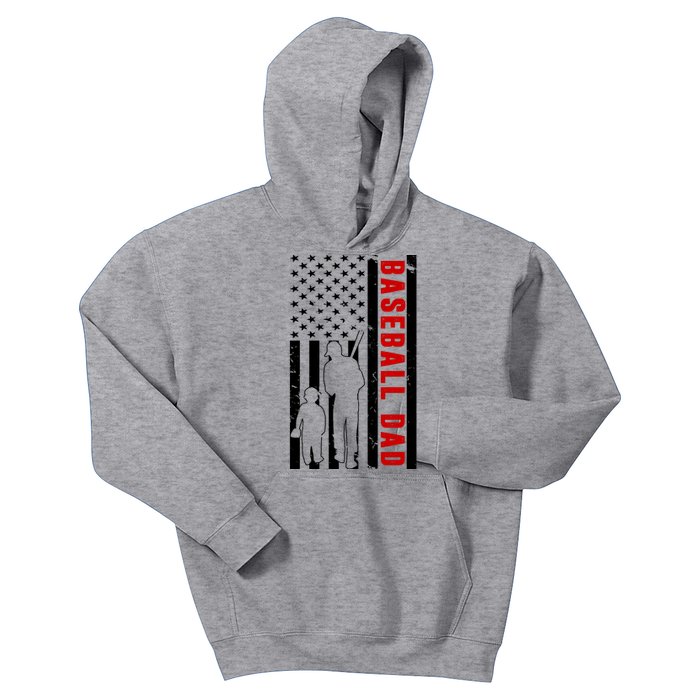 Baseball Dad USA Flag Kids Hoodie