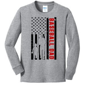 Baseball Dad USA Flag Kids Long Sleeve Shirt