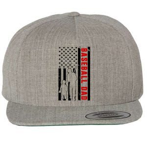 Baseball Dad USA Flag Wool Snapback Cap